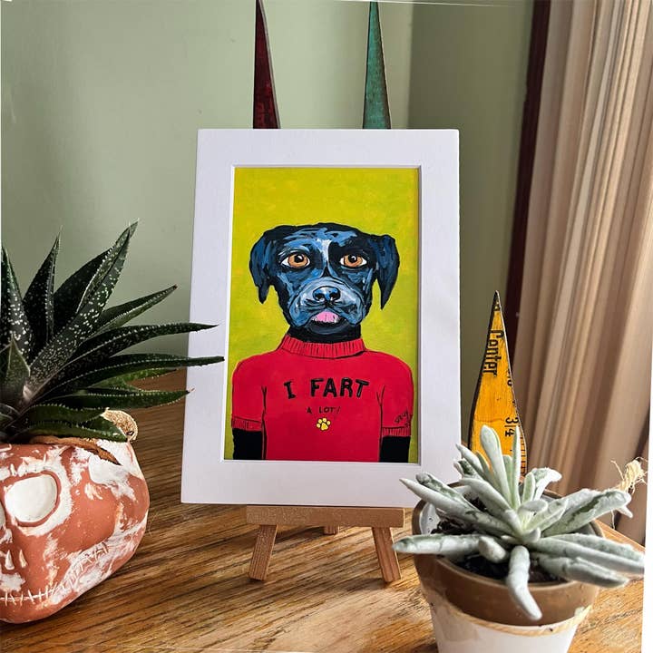 I Fart a Lot Farting Dog Matted Print Wall Art for wholesale by Alison E. Kurek