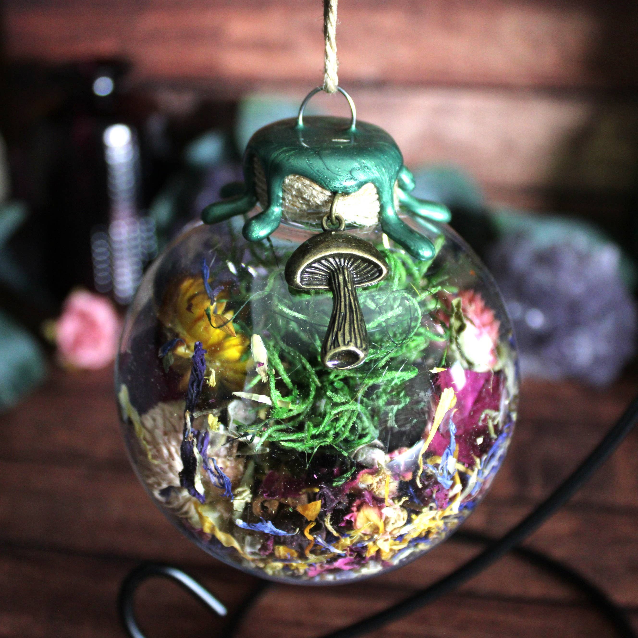 Moondust and Raven – Amuleto por atacado – Bola de Bruxas Florestas, Decor Feiticada, Decoração de Cogumelos Cogumelos Cottagecore1