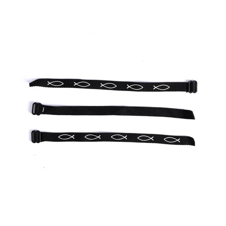 Swanson Christian Products - Wholesale Woven/Braided Bracelet - Bracelet Woven Fish Black Pk482