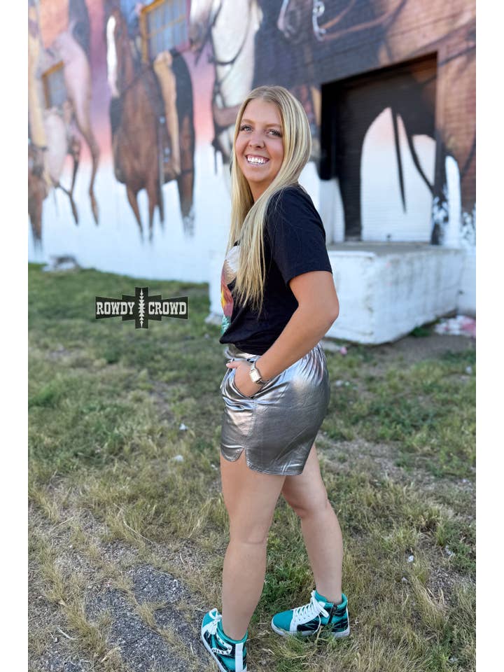 Rowdy Crowd Clothing - Wholesale Shorts - Women's - Marfa Metallic Shorts1