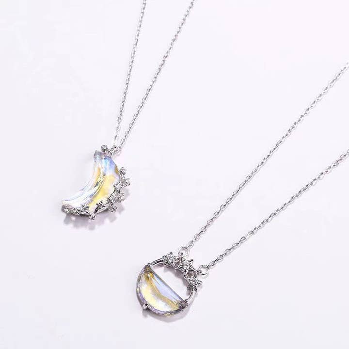 Perimade & Co. LLC - Wholesale Pendant/Charm Necklace - Opal Moon Star Pendant Necklace in 925 Sterling Silver1