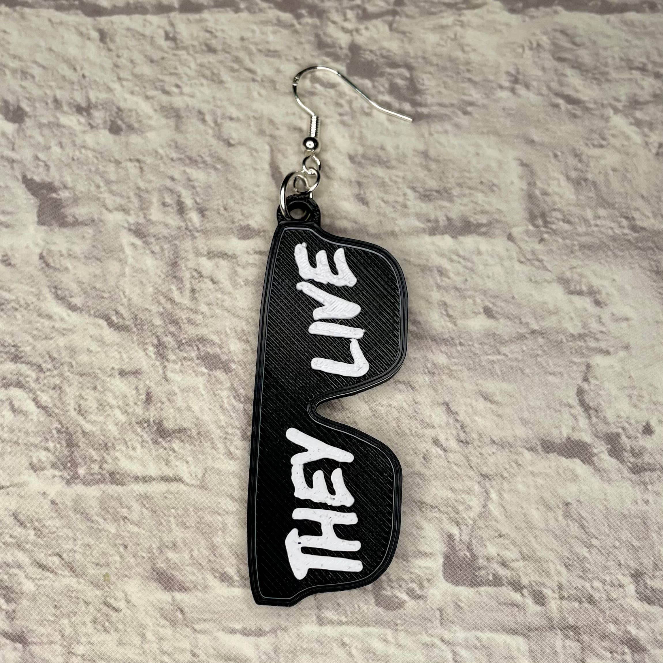 Cryptid Craft Studio - Wholesale Dangle Earrings - They Live Sunglasses Horror Statement Earrings 3D Printed1