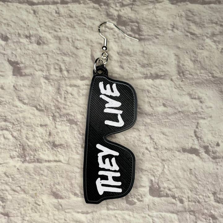 Cryptid Craft Studio - Wholesale Dangle Earrings - They Live Sunglasses Horror Statement Earrings 3D Printed1