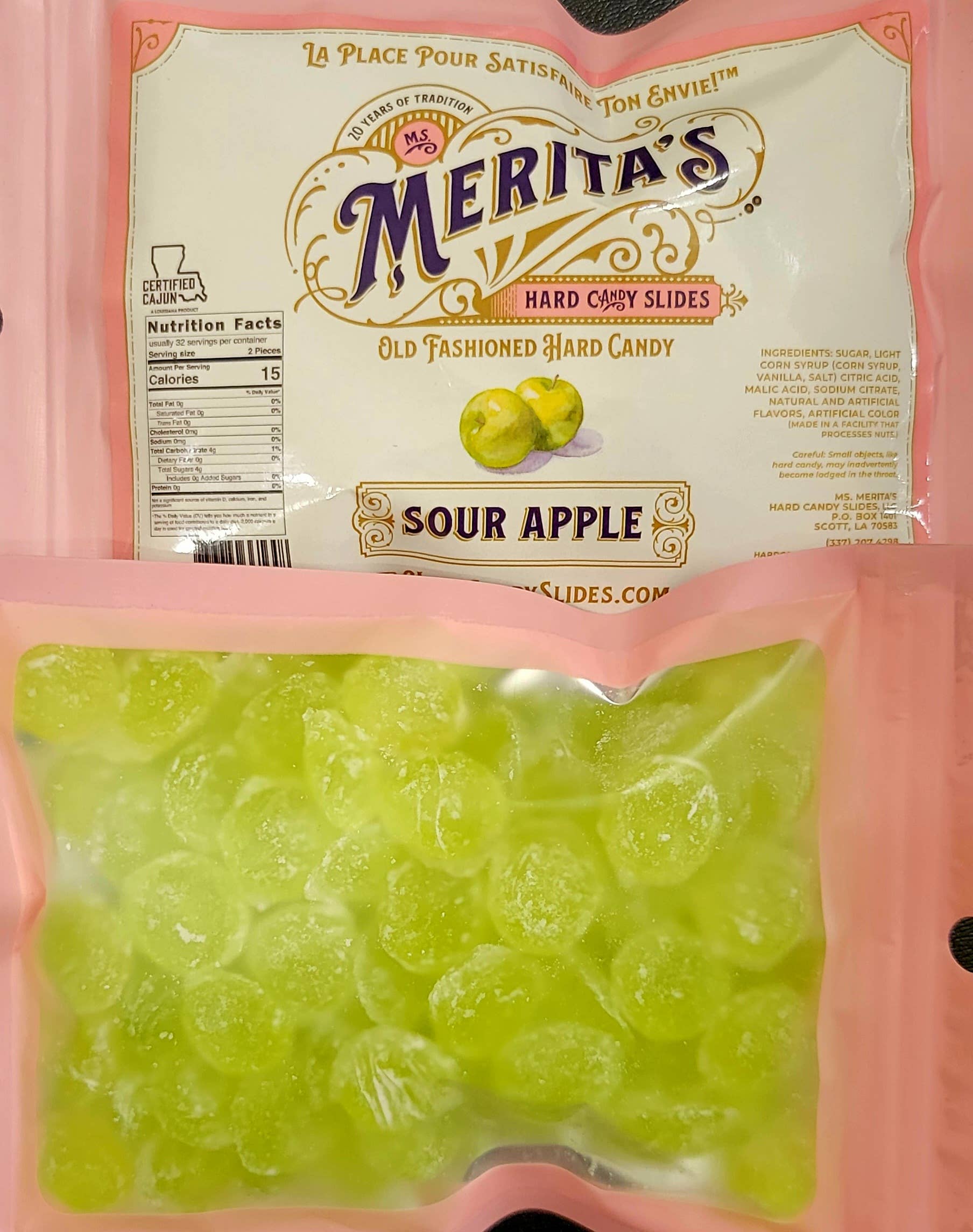 Ms. Merita's Hard Candy Slides - Wholesale Hard Candy - Sour Apple 4oz Travel bag