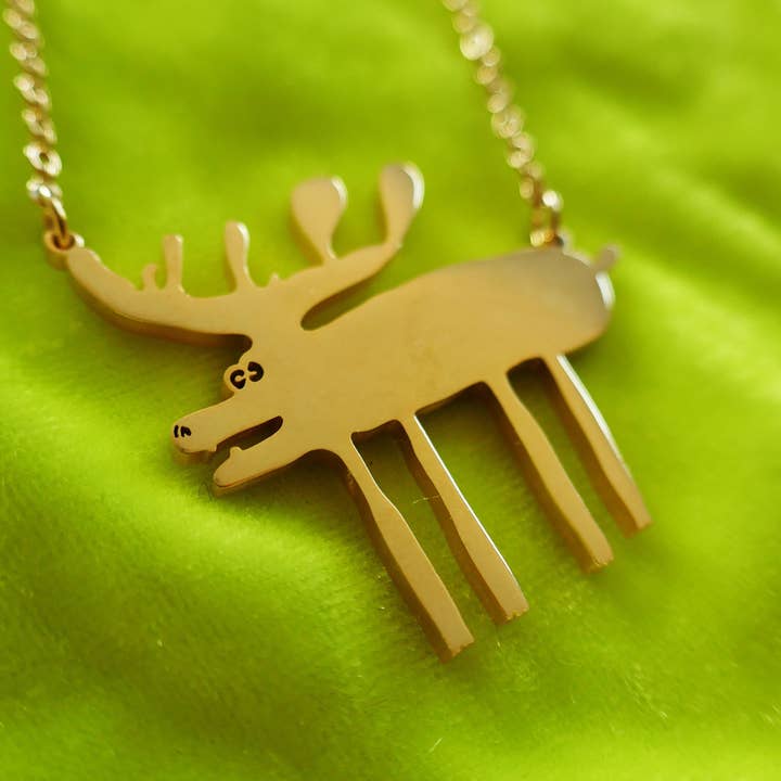 Pendentif Wild Deer en acier inoxydable, bijou hypoallergénique, pour la vente par THE PAPER IDOLL