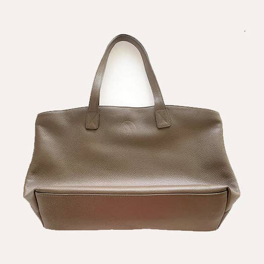 Bolso tote clásico Leathercraft - British Taupe para venta al por mayor de Wildflower Blue