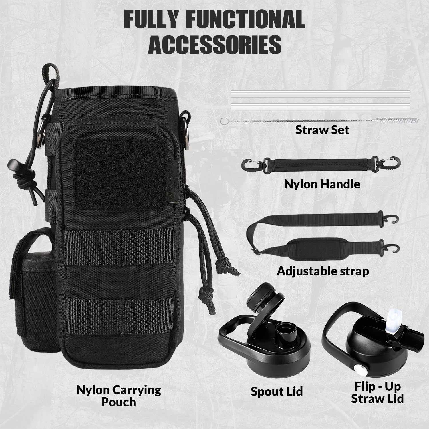 Antarctica Outdoors - Wholesale Water Bottle - Votagoo 64Oz Half Gallon Stainless Steel Insulated Tactical Water Bottle with Metal Military Water Bottle Tactical Carrier Bag2