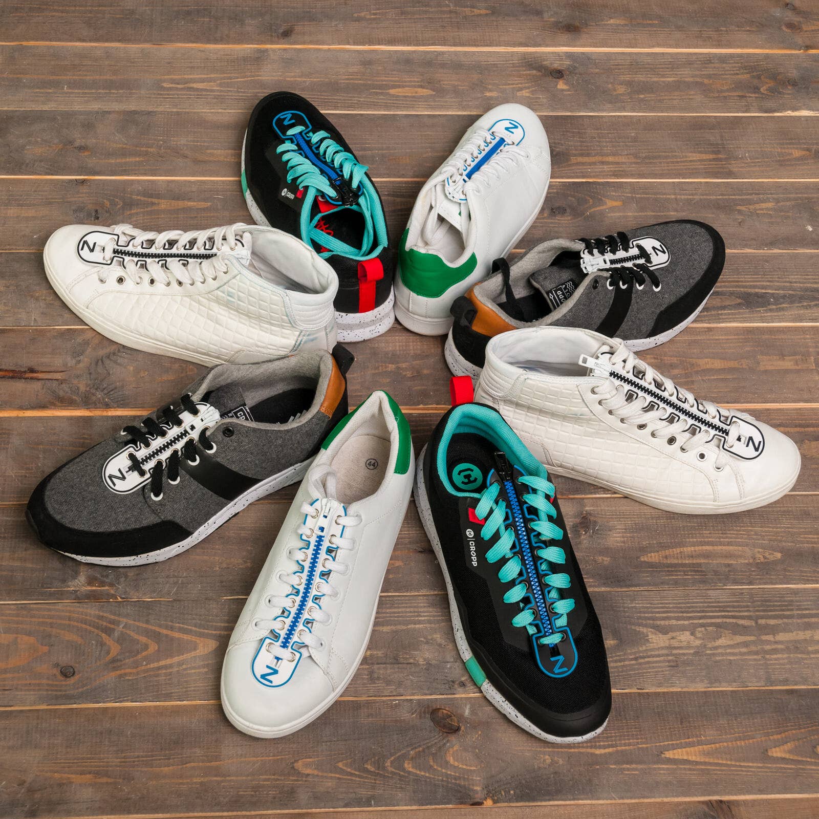 Zipped - Vente Lacet – unisexe - Lacets zippés blanc-gris2