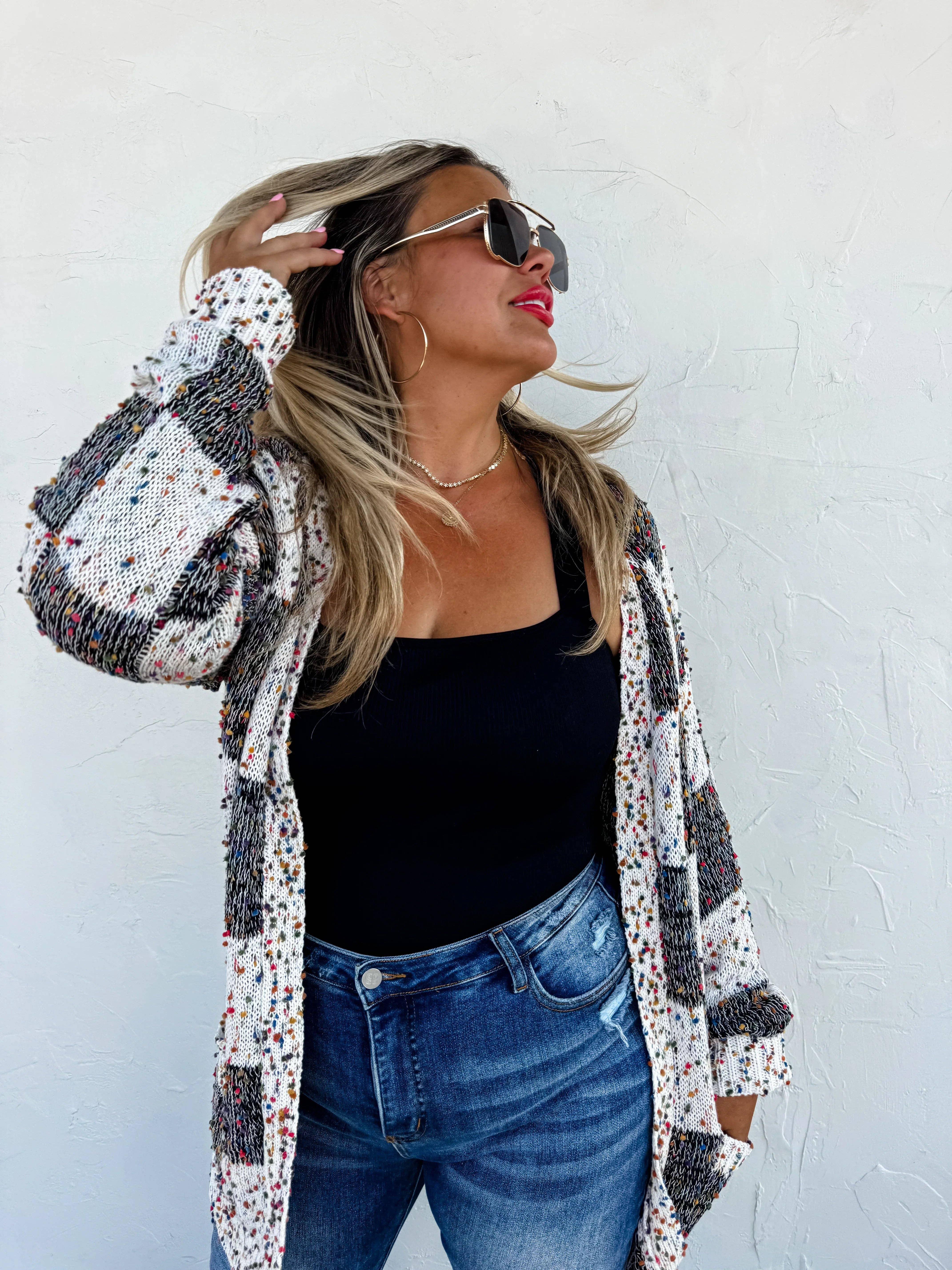 Bella Nova Style Co - Wholesale Cardigan - Women's - PREORDER: Checkered Miley Dot Cardigan in Four Colors5