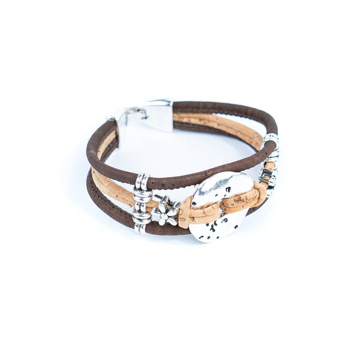 Meninas Bonitas Cork - Wholesale Bangle Bracelet - 3mm natural and colored cork wire and alloy hardware handmade women's fashion bracelet DBR-046-MIX-53