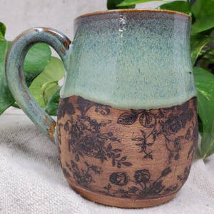 Encantada Handmade Pottery Set of 2 Mugs, Blue Flower - Global Crafts  Wholesale