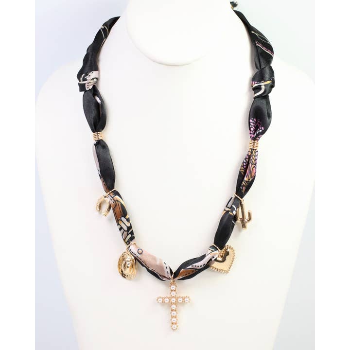 Caroline Hill - Vente Écharpe – femme - Collier Écharpe Charme Occidental El Monte Noir1