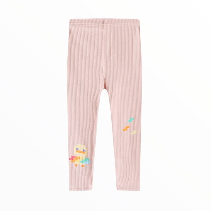 Girls Ribbed Leggings Dusty Pink Duck for wholesale by iMiN Kids
