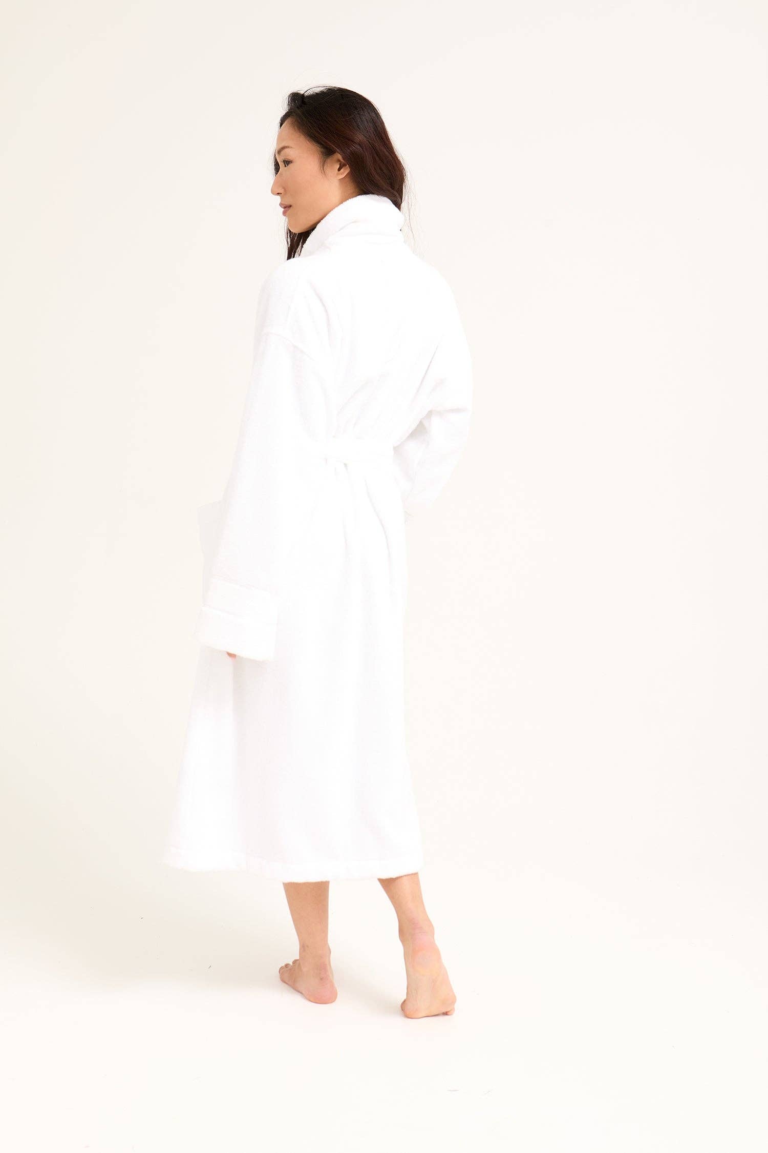 Bamboo Towelling Robe in Cloud White for wholesale on Faire3