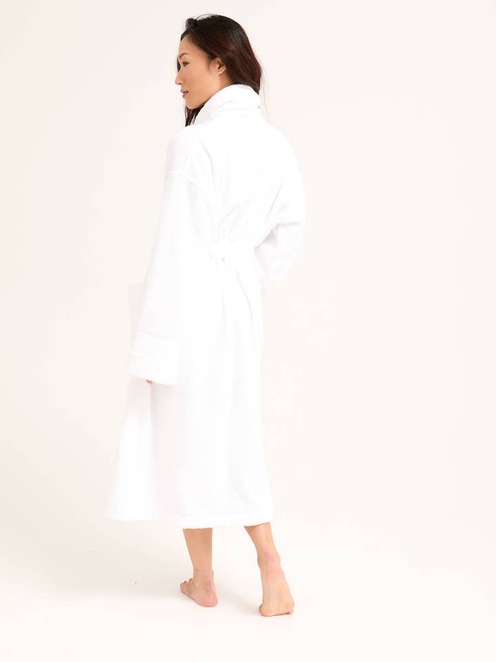 Bamboo Towelling Robe in Cloud White for wholesale on Faire3