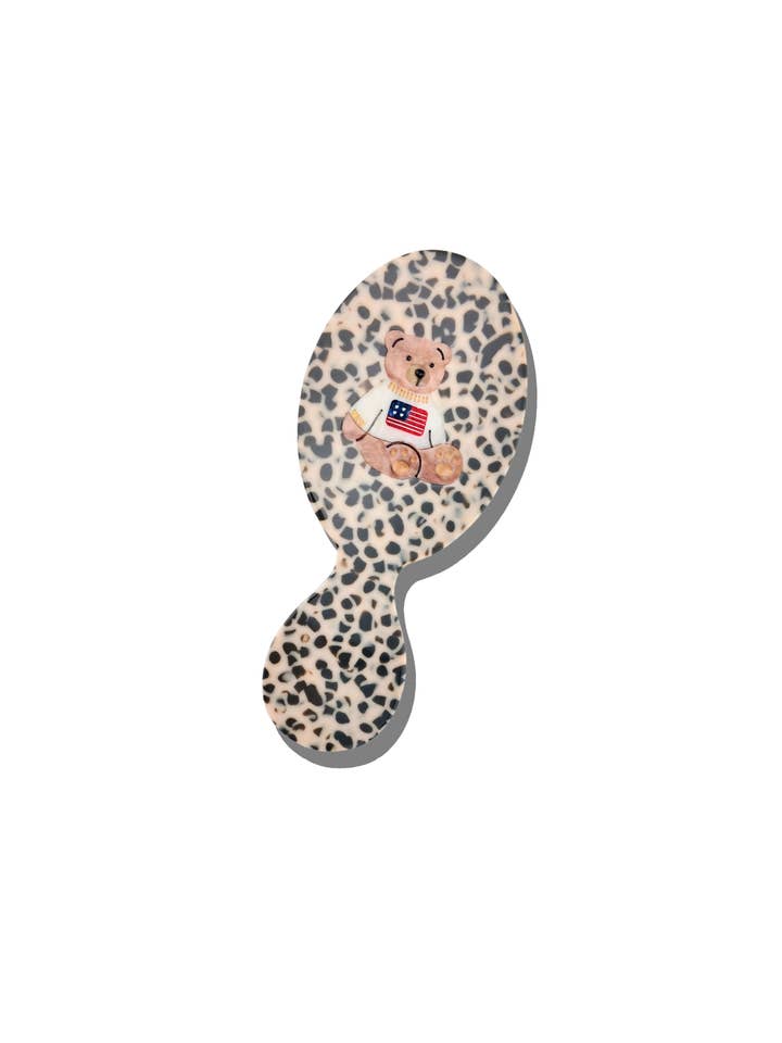 Hand-painted Americana Teddy Handbag Hero Brush | Eco-Friendly for wholesale by Solar Eclipse