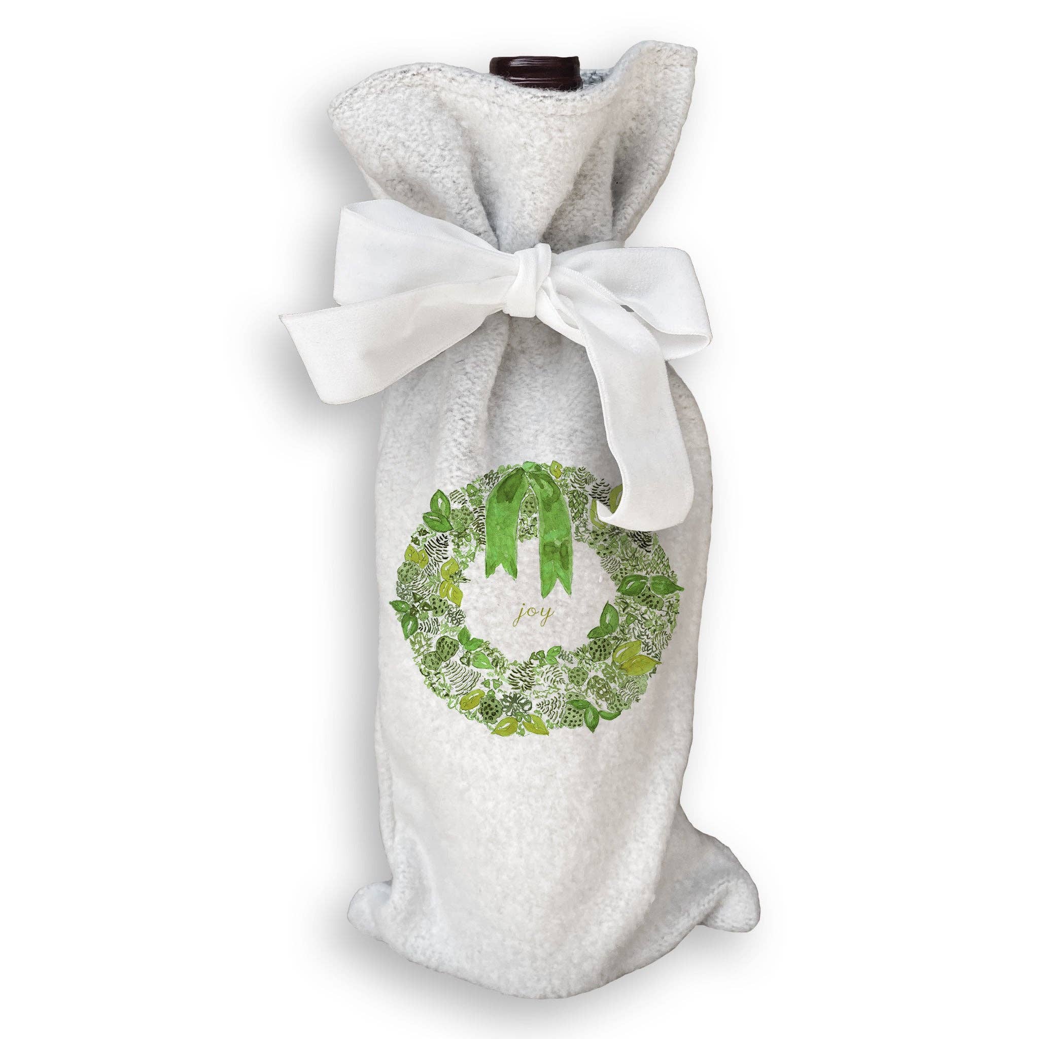 French Graffiti - Wholesale Tea Towel - Green Wreath with Joy17