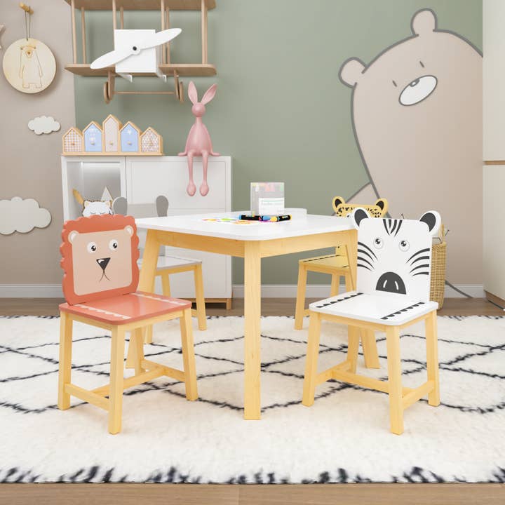 39F Inc. - Wholesale Chair - Kids - Kids Table and Chair Set with Cartoon Animal Backs, 5-Piece7