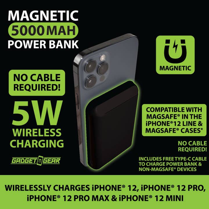 Novelty Brands - Wholesale Portable Charger - Gadget Gear MagSafeĀ® Power Bank Wireless Charging- 4/Display5