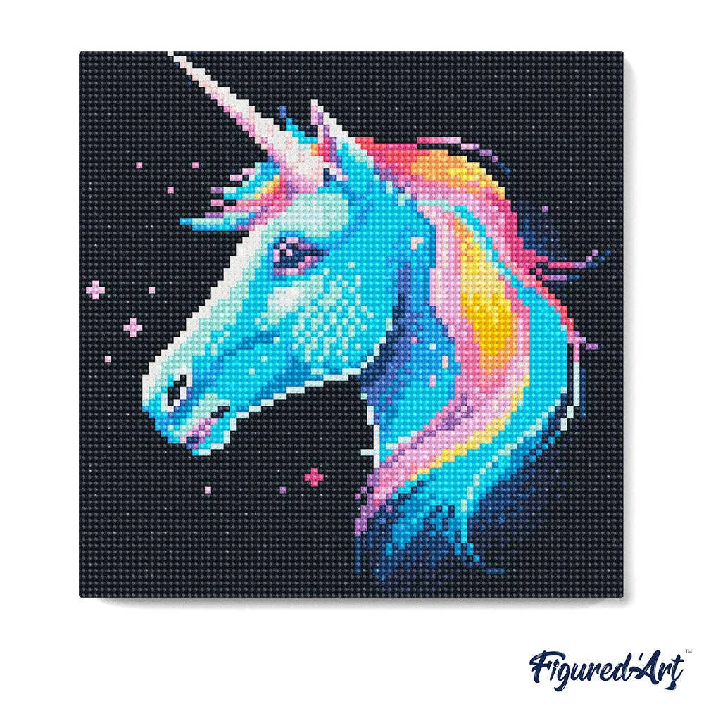 Figured'Art - Wholesale Paint Set - Mini Diamond Painting 25x25cm - Neon Unicorn2