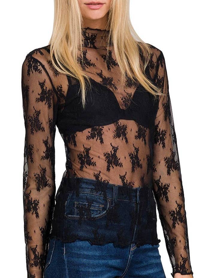 Lace See-through Layering Top for wholesale by Vanilla Monkey