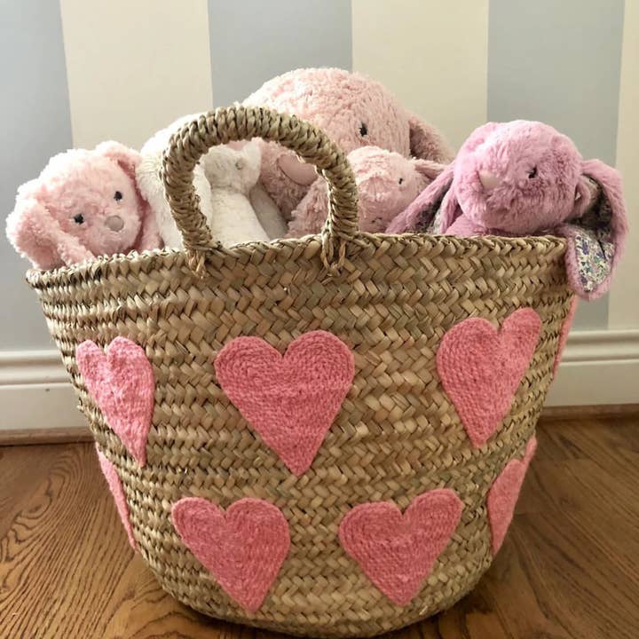 High crafty – wholesale Basket – Heart Basket – Hand-Embroidered Moroccan Straw Bag in Pink o16