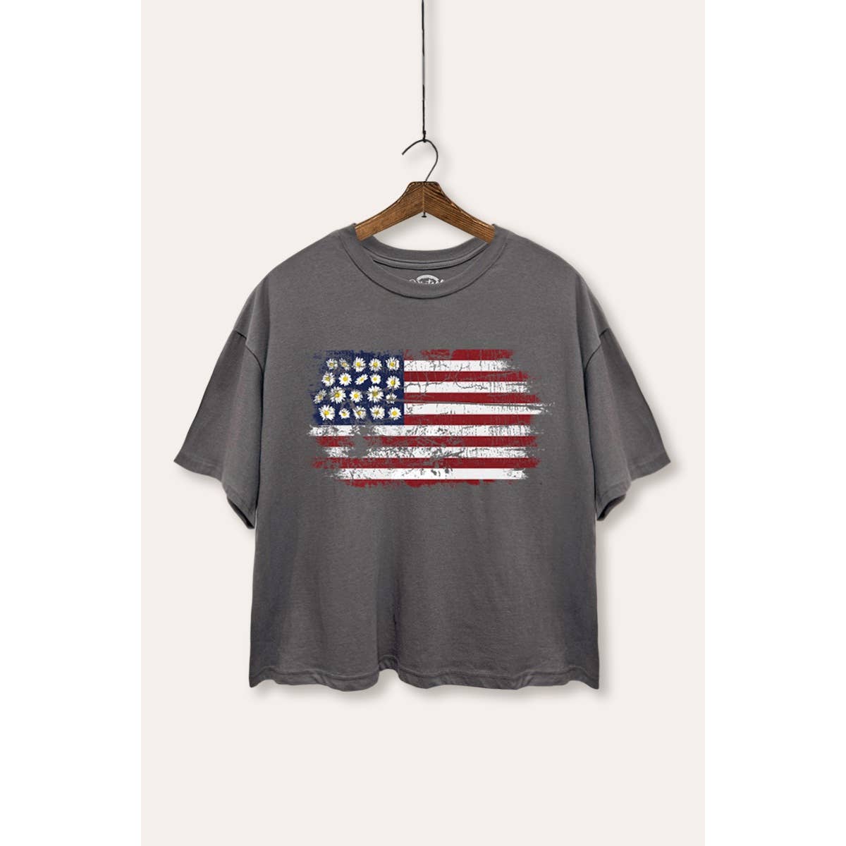 STARCHIS - Wholesale T-Shirt (Graphic) - Women's - AMERICAN FLAG GRAPHIC BOXY CROP T-SHIRT1
