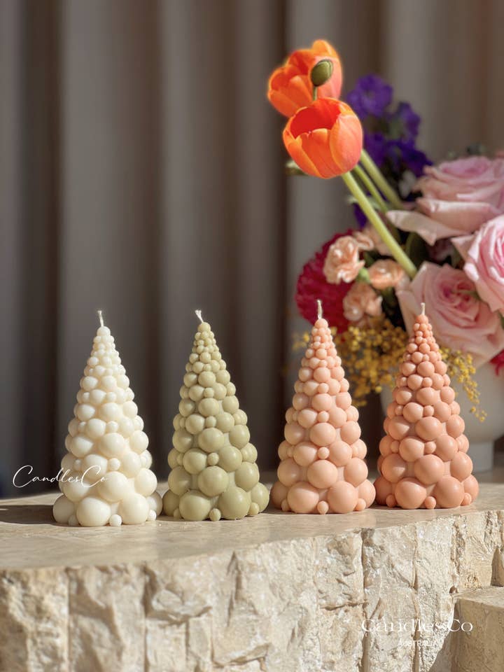 Hand-Poured Soy Wax Christmas Bubble Tree Candle for wholesale by CandlesCo Australia
