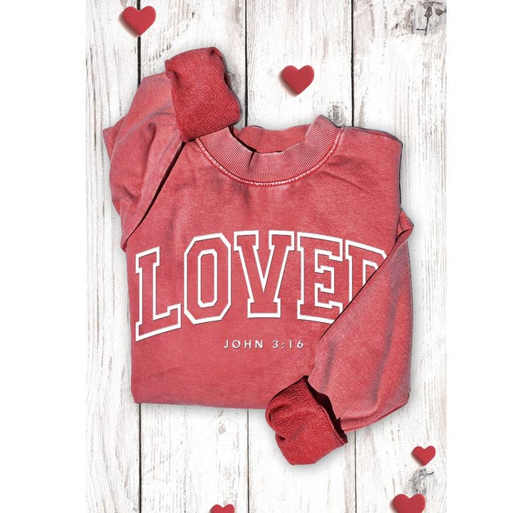 LOVED PUFF PRINT MINERAL GRAPHIC SWEATWHIRTS for wholesale by HRTandLUV