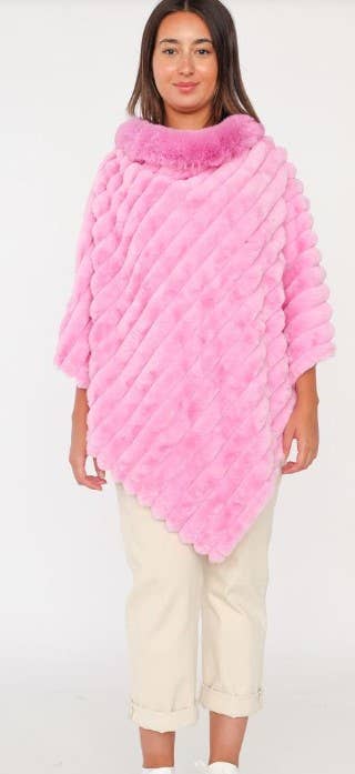 LOOWIE - Wholesale Poncho - Women's - 068 Poncho Striped Fake Faux Fur Loowie9