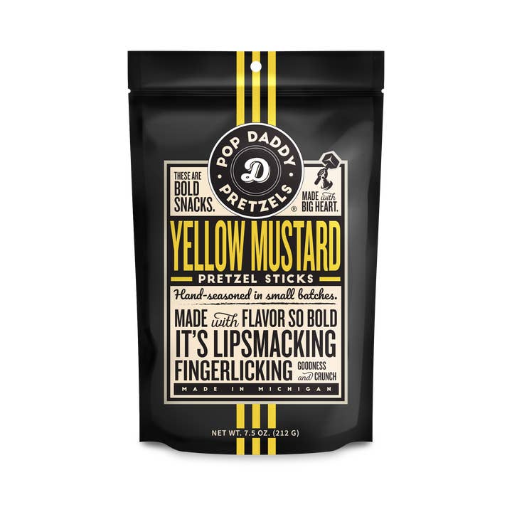 Pop Daddy Snacks - Wholesale Pretzels - Pop Daddy – Yellow Mustard Seasoned Pretzels 7.5oz