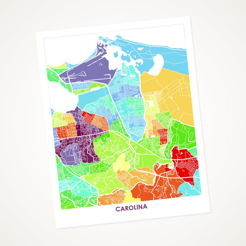 Juanita's Adventures - Wholesale Art Print - Juanitas Carolina PR Map Print0