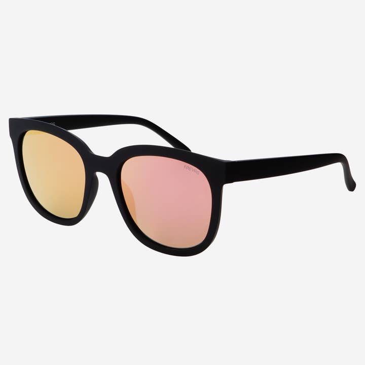 Matte Black Pink Mirror Taylor Oversized Sunglasses for wholesale on Faire