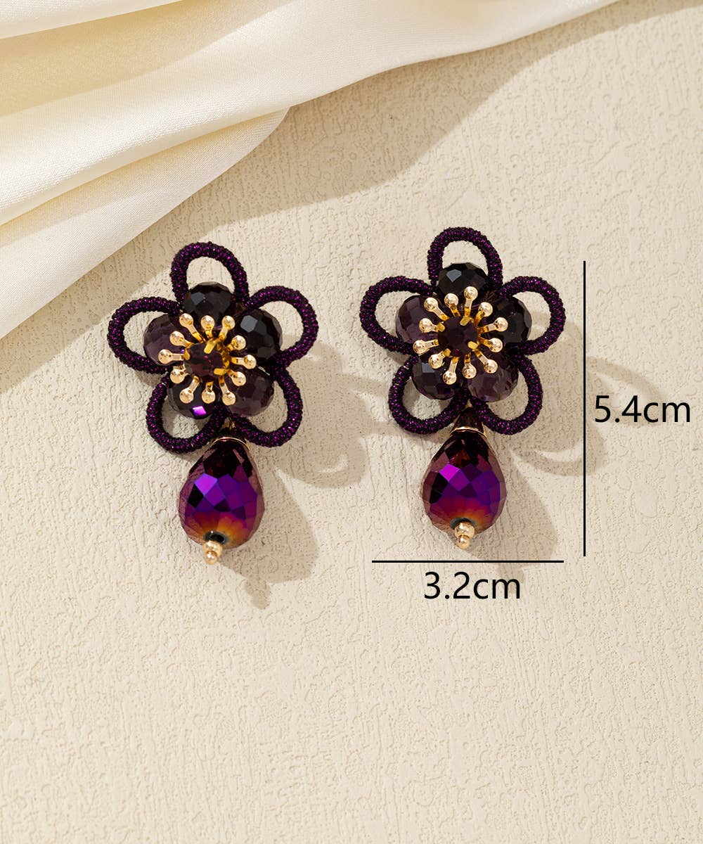 Blossom bijoux - Wholesale Dangle Earrings - Crystal Flower Drop Stud Earrings – 26AHBOL0331