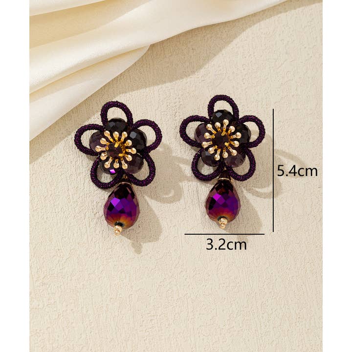 Blossom bijoux - Wholesale Dangle Earrings - Crystal Flower Drop Stud Earrings – 26AHBOL0331