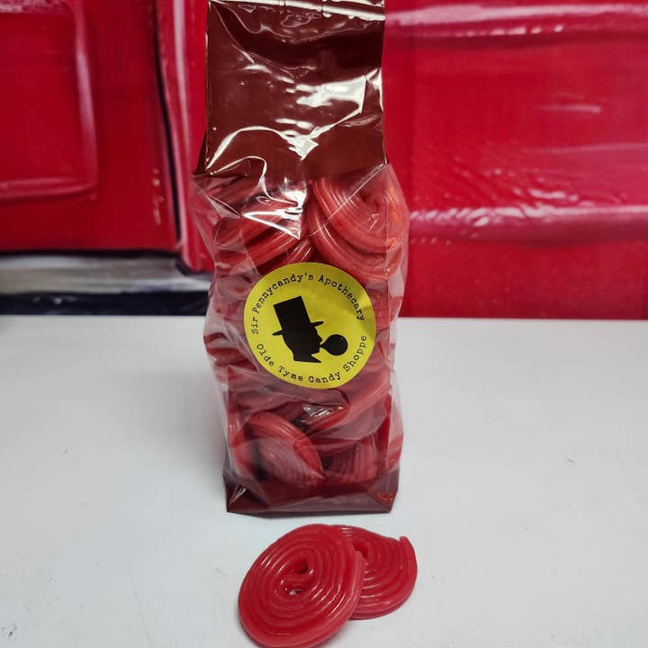 Rodas de Alcaçuz Vermelho Broadway®: Um Clássico Visual, Saco Grande por atacado de Sir Pennycandy's Apothecary Polar Provisions