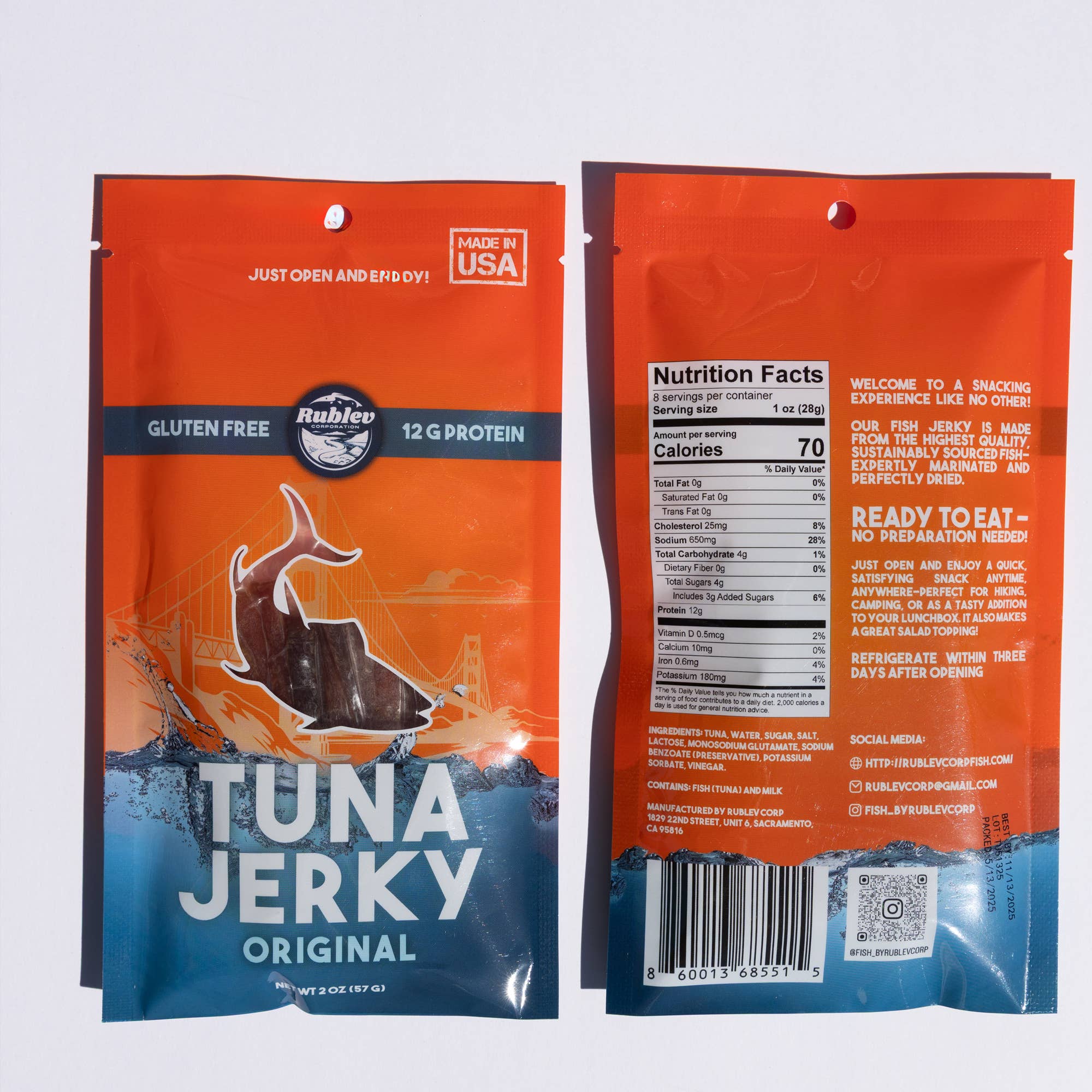 Rublev Corp - Wholesale Jerky - Fish Jerky - Variety Pack (Salmon,Swai,Tilapia,Tuna) 4 x 2oz3