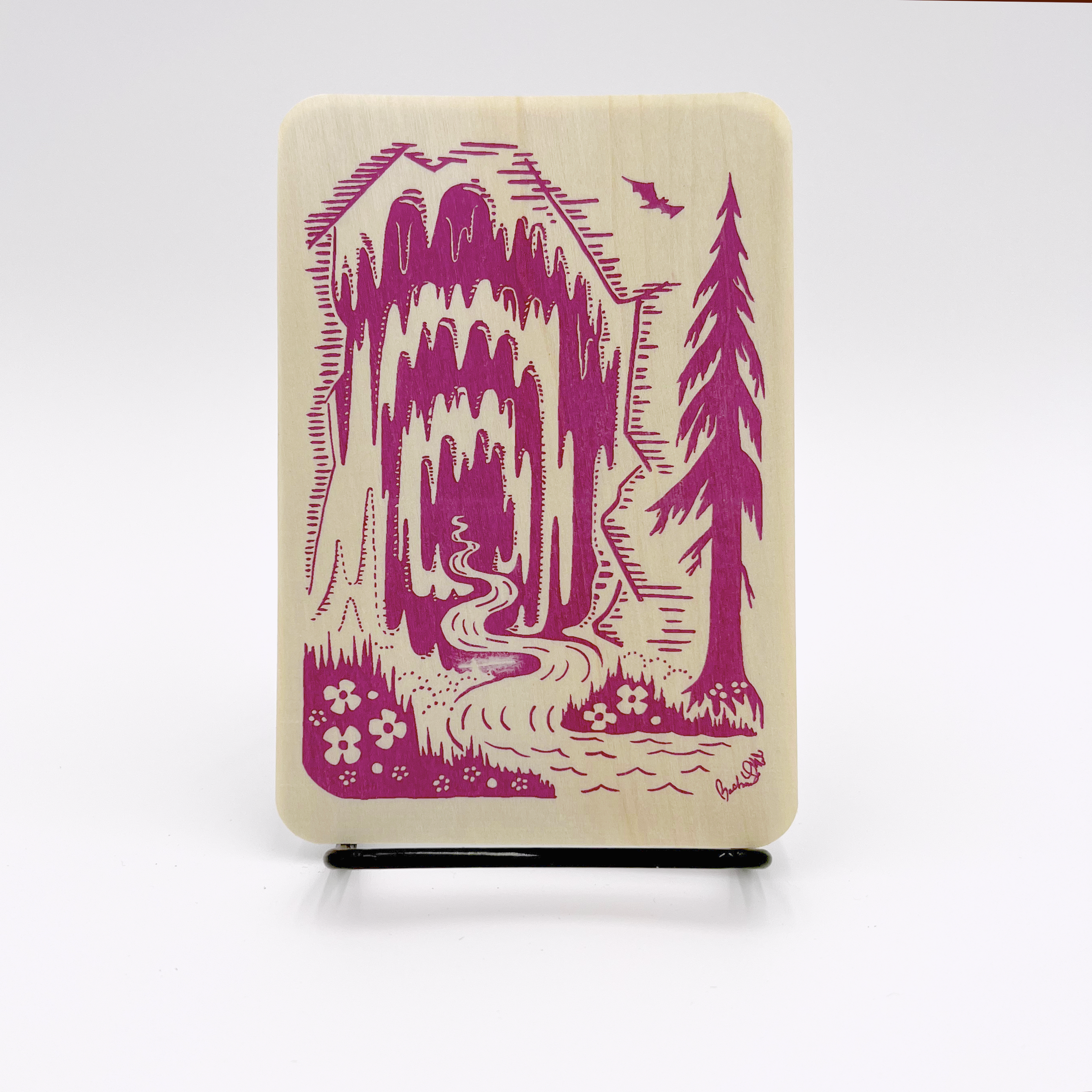 Morning Paper dot Design - Wholesale Postcard - Cave and tree on aspen or red cedar wood postcard10