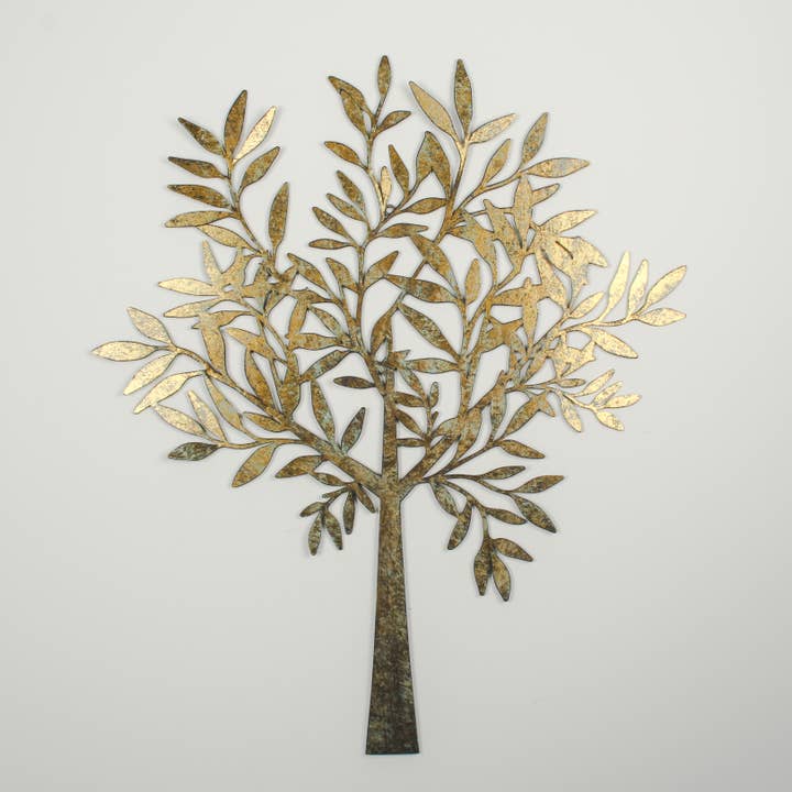Antik metaltræ vægkunst – patineret og guldfinish for engroshandel hos Originals International Ltd
