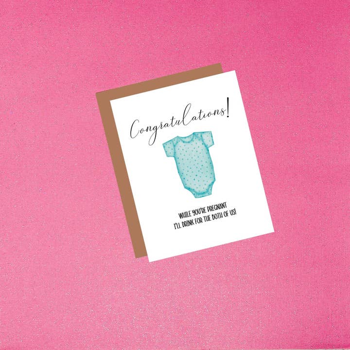 I'll Drink For Both Of Us - Blauer Baby-Onesie - New Baby Boy für den Großhandel von Tiffany Ascensio Designs | Watercolor Greeting Cards