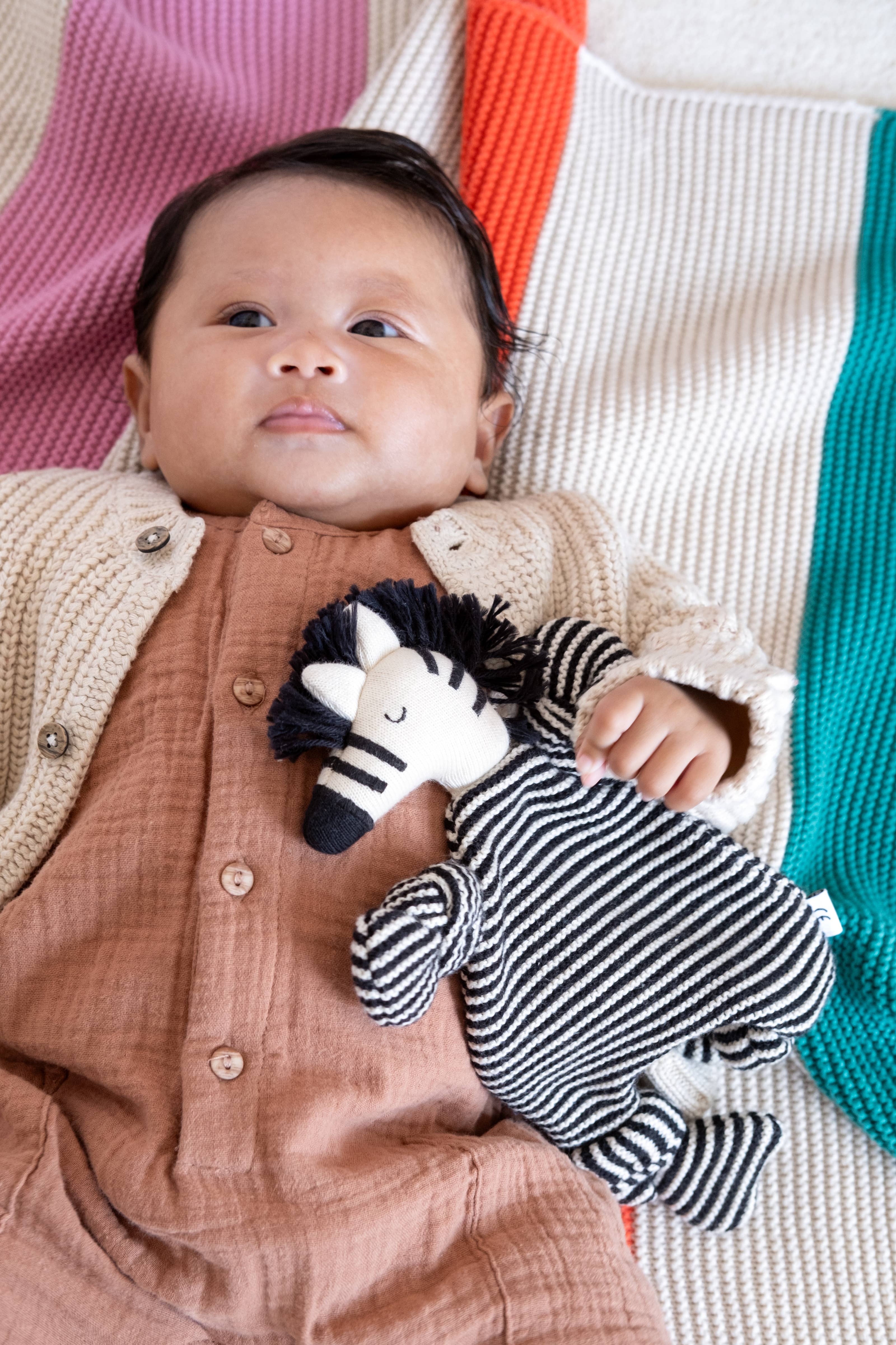 Sophie Home Ltd – wholesale Security/cuddle blanket – Baby – Cotton Knit Baby Comforter Cuddle Cloth - Zebra3