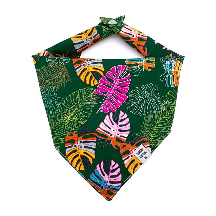 Monstera Jungle Dog Bandana for wholesale by Winthrop Clothing Co.