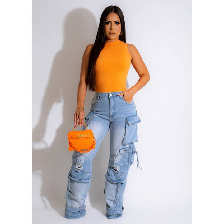 MB Fashion Wholesale - Wholesale Jeans - Women's - MB FASHION ELASTICATED WAIST DENIM PANTS 8483LY20