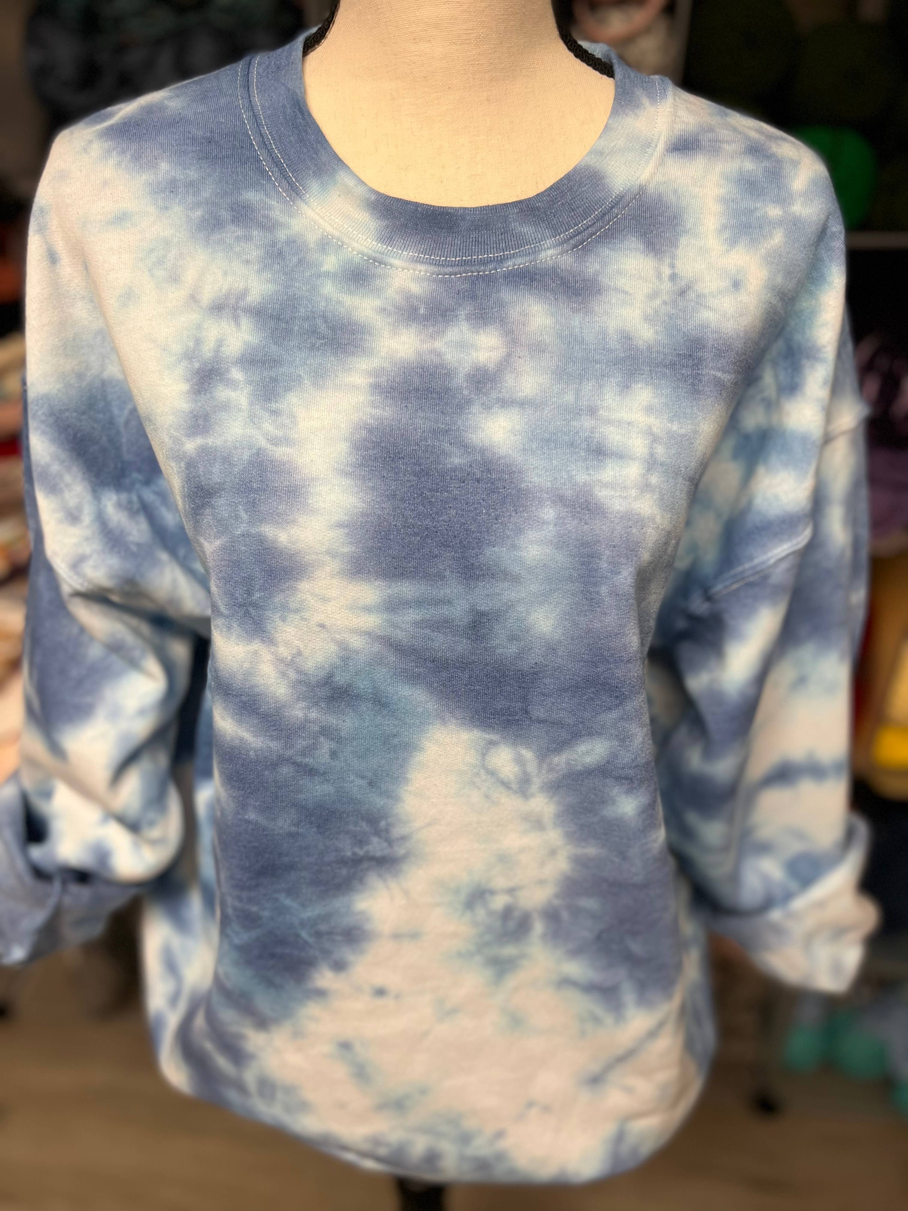 Cozy Knots & Paws - Vente Sweat-shirt – femme - Pull col rond tie-dye bleu roi1