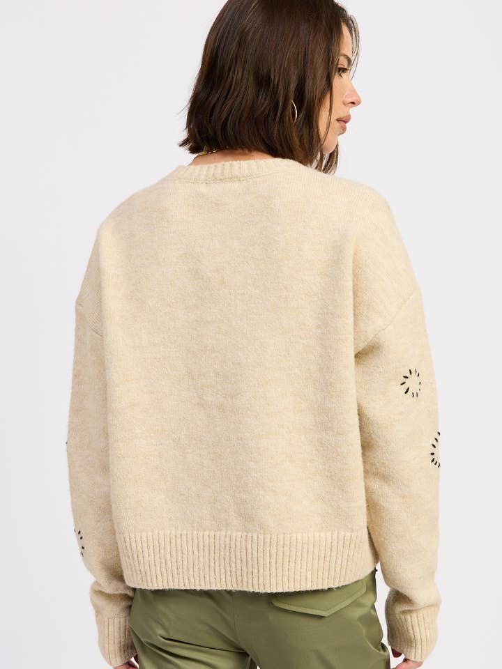 OAT FLORAL WHIPSTITCH SWEATER for wholesale on Faire8