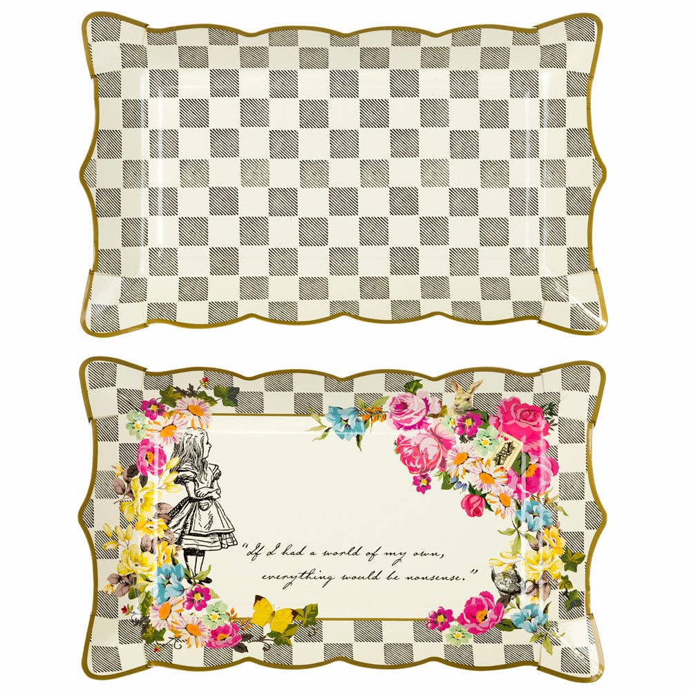 Talking Tables USA - Wholesale Serving Tray - Alice in Wonderland Paper Food Platter - 4 Pack | Tea |5