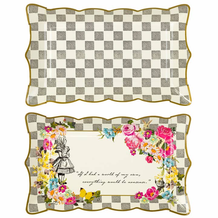 Talking Tables USA - Wholesale Serving Tray - Alice in Wonderland Paper Food Platter - 4 Pack | Tea |5