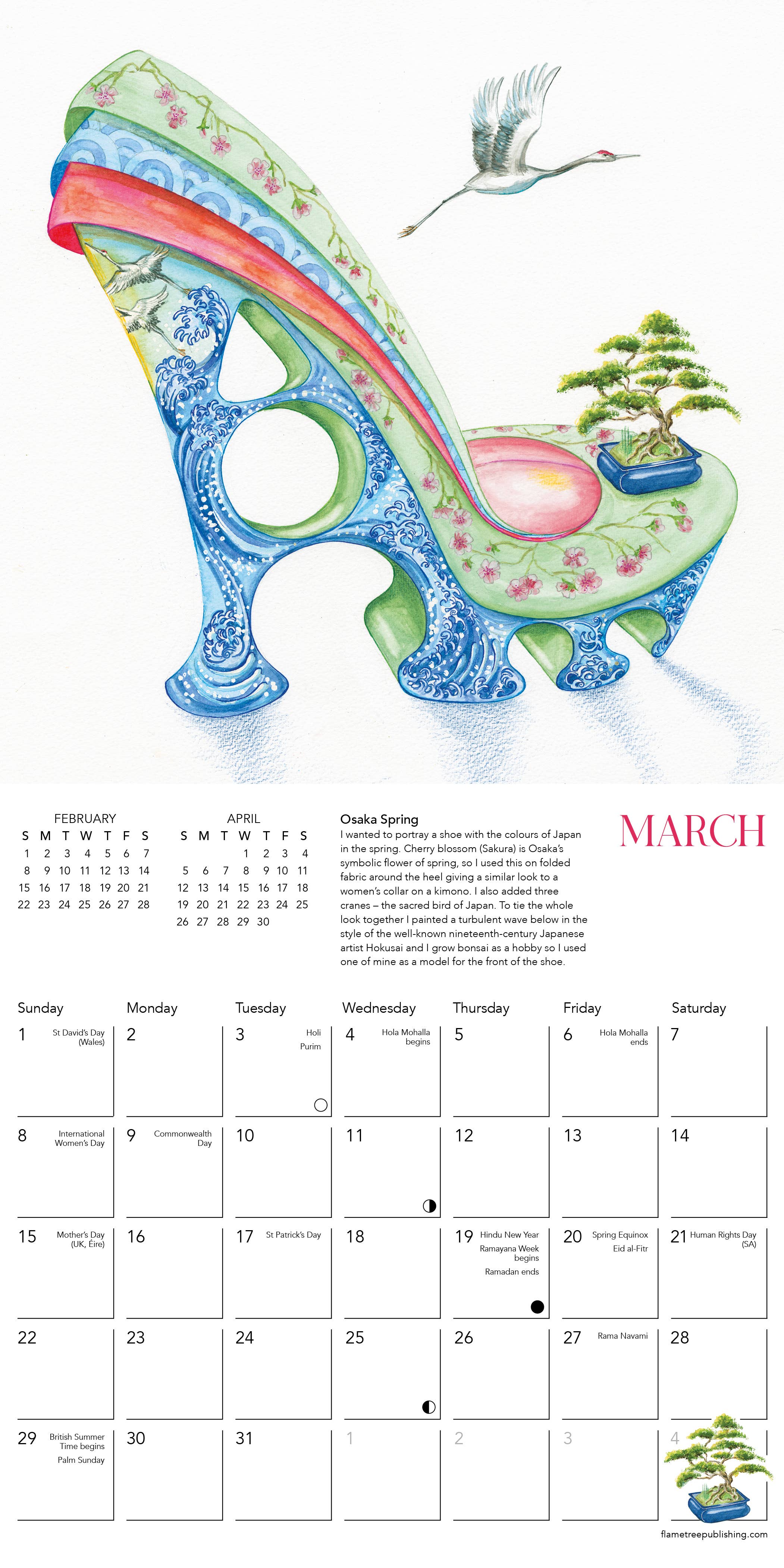 Flame Tree Gift – wholesale Calendar – The Art of the Shoe by Sally King Design Mini Wall Calendar 1