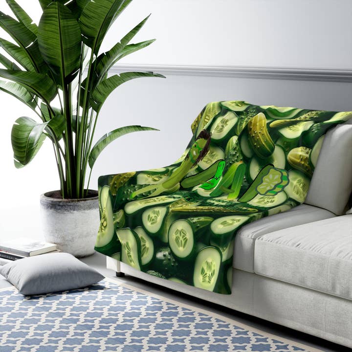 Coperta in Pile Sherpa, I Fantastici Cetriolini di Aliska Cetriolini Gustosi con un'Attitudine, Coperta Accogliente, Divertente Decorazione per la Casa da Buongustaio, Snack Unico per la vendita all'ingrosso da parte di Aliska's Amazing Pickles