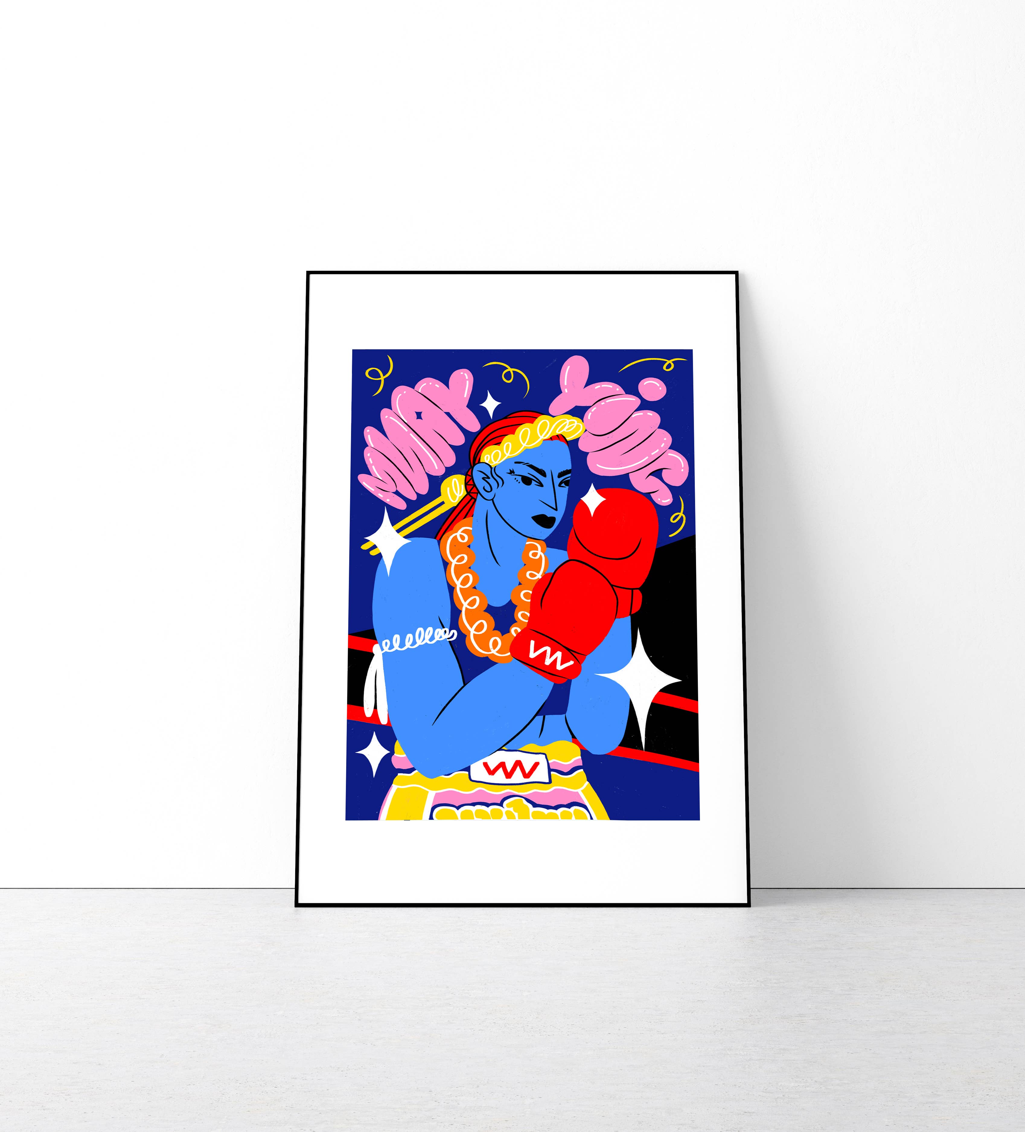 Alexandra Ramirez Arts – wholesale Art print – Muay Thai Girl Fighter Art Print0